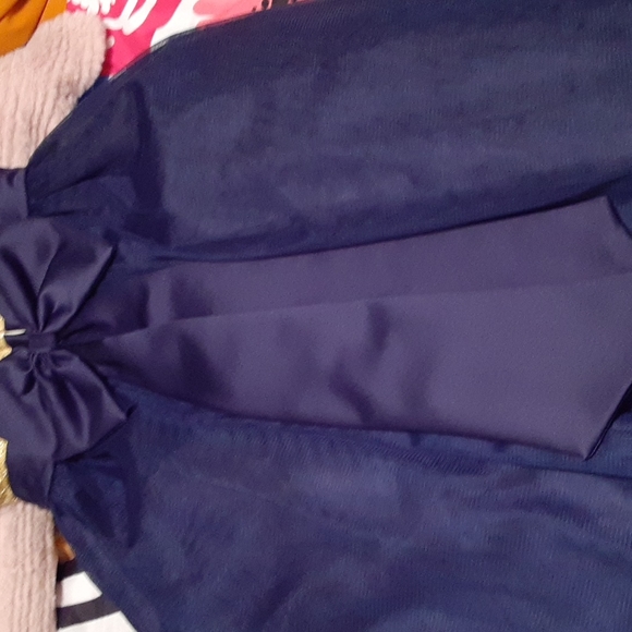 Flower Girl Dress, Handmade Custom Made, Navy Gold Pearl & Sequin Embellishments - Picture 5 of 15